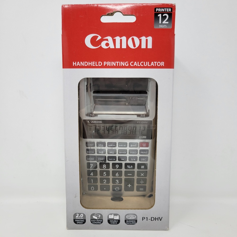 Canon‎ P1-DHV-3 Handheld Printing Calculator 12-Digit Silver New In Box